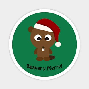 Beavery Merry Sant Beaver Magnet